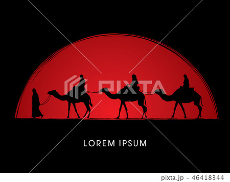 Cameleer with camels graphic vector Cameleer with camels graphic vector 46418344