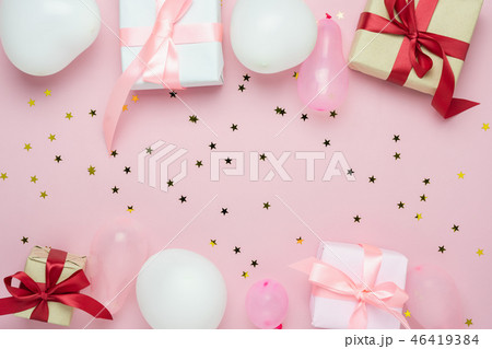 top view of birthday decorations & Happy new year 46419384