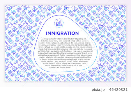Immigration concept with thin line icons 46420321