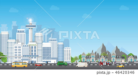 Landscape city with large modern buildings Landscape city with large modern buildings 46420346