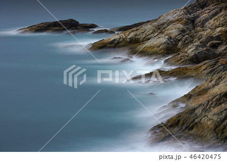 Water wave splashes and rock at Promthep cape. Water wave splashes and rock at Promthep cape. 46420475