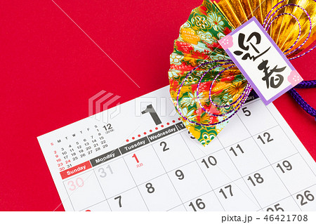 1月　カレンダー　元日　元旦　正月　イメージ 46421708