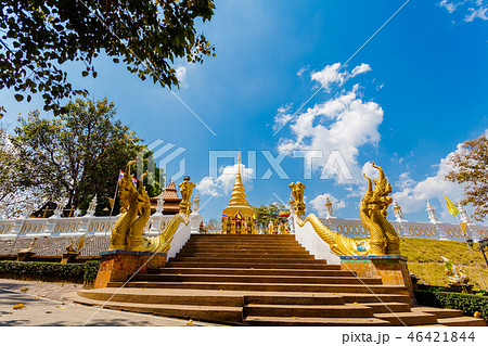 pagoda and Buddha statues in Wat Prathat Doi Wao 46421844