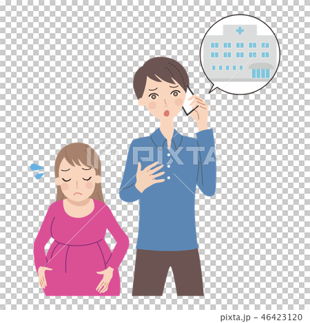 陣痛が始まった妊婦。 46423120