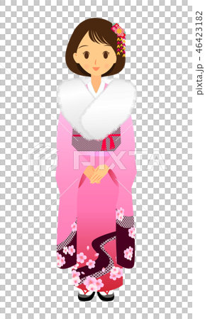 Woman wearing a pink kimono Woman wearing a pink kimono 46423182