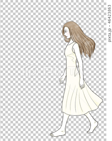 首页 插图 人物 男女 情侣/夫妻 走路的女人白 *pixta限定素材仅在