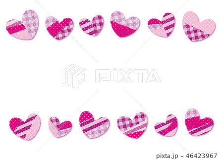 パッチワーク風ハート  ポストカード 背景素材 ピンク 46423967