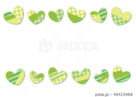 パッチワーク風ハート  ポストカード 背景素材 グリーン 46423968