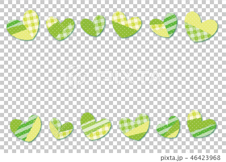 パッチワーク風ハート  ポストカード 背景素材 グリーン 46423968