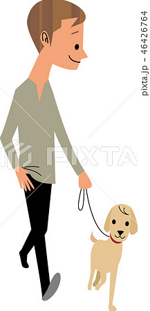 犬と散歩する男性 46426764