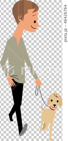 犬と散歩する男性 46426764