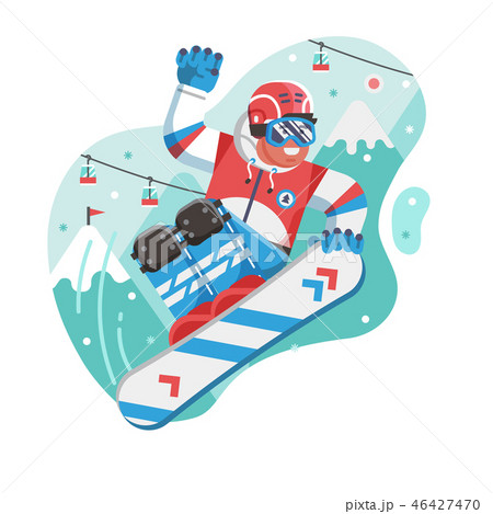 Happy Freestyle Snowboarder Man Jumping 46427470