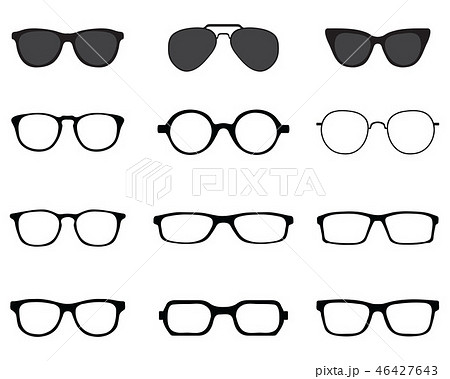 Black silhouettes of different eyeglasses  46427643