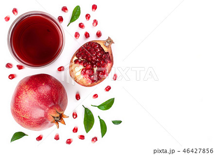 pomegranate juice with fresh pomegranate fruits isolated on white background with copy space for pomegranate juice with fresh pomegranate fruits isolated on white background with copy space for 46427856