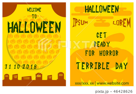 Set of flyers for halloween vector illustration. Templates of posters . Halloween party greeting 46428626