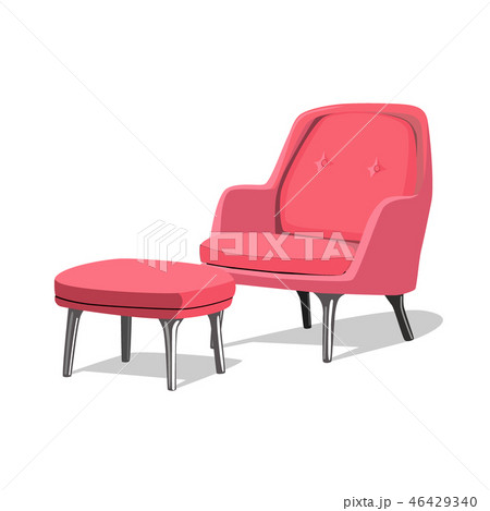 Modern red soft armchair with upholstery - interior design element isolated on white background. Modern red soft armchair with upholstery - interior design element isolated on white background. 46429340
