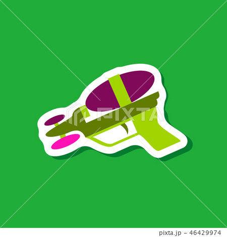 paper sticker on stylish background Toy gun 46429974