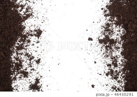 Pile heap of soil isolated on white background with copy space for your text. Top view 46430291