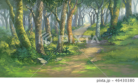 fantasy forest background digital paintingのイラスト素材 [46430380