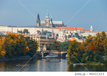 Embankment of the Vltava river in Prague 46431323