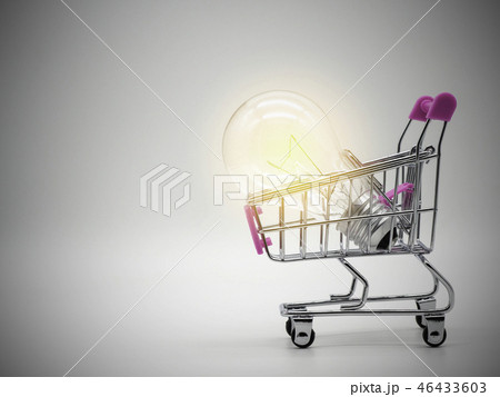 Light bulb in the shopping cart on white 46433603