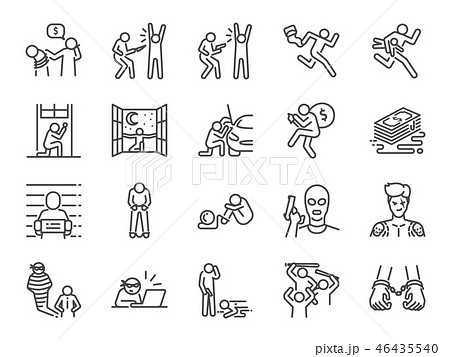 Criminal line icon set. 46435540