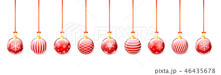 Red Christmas balls set isolated on white 46435678