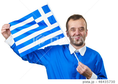 Happy man holding Greek flag 46435730