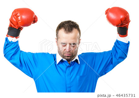 Adult man wearing boxing gloves Adult man wearing boxing gloves 46435731