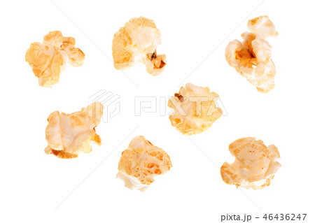 Popcorn isolated on white background. Top view Popcorn isolated on white background. Top view 46436247