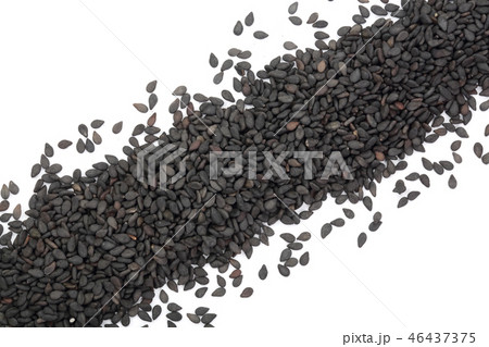 Black sesame seeds isolated on white background top view Black sesame seeds isolated on white background top view 46437375