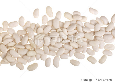 White kidney beans isolated on white background close up. Top view White kidney beans isolated on white background close up. Top view 46437476