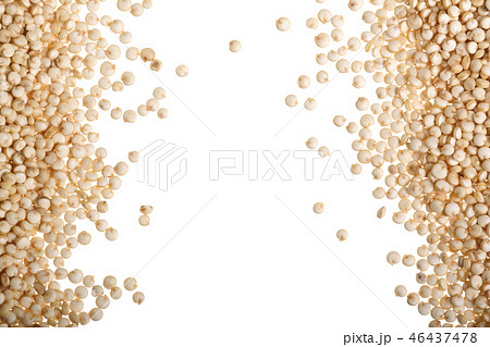 white quinoa seeds isolated on white background with copy space for your text. Top view white quinoa seeds isolated on white background with copy space for your text. Top view 46437478