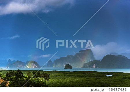 A rainbow appears over the island of Phuket. A rainbow appears over the island of Phuket. 46437481