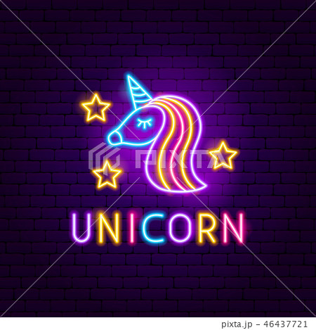 Unicorn Neon Labelのイラスト素材
