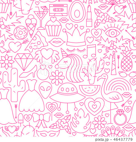 Girl Power Line Seamless Pattern 46437779