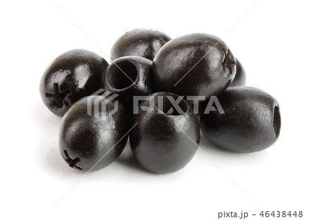 whole black olives isolated on white background macro whole black olives isolated on white background macro 46438448