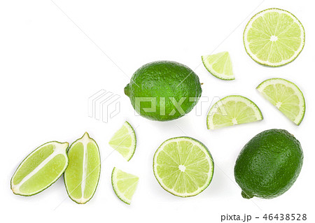 sliced lime isolated on white background with copy space for your text.. Top view. Flat lay pattern 46438528
