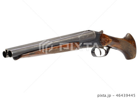 Illegal weapon sawn off shotgun isolated on white 46439445