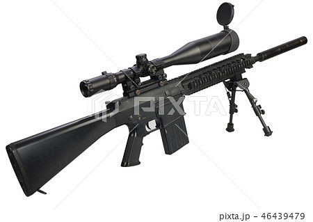 sniper rifle with bipod and supressor  46439479