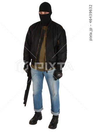 robber in black mask with shotgun robber in black mask with shotgun 46439632