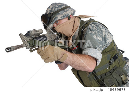 rifleman with assault rifle on white background rifleman with assault rifle on white background 46439673