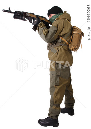 fighter with kalashnikov ak rifle 46440268