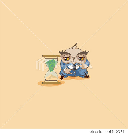 owl in business suit sits at hourglass 46440371