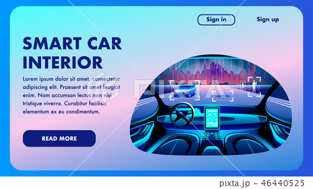 Smart Car Interior. Future Vector Design Banner. 46440525