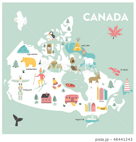 Vector illustrated cartoon map of Canada 46441243