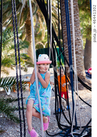 Playground on the sea beach, many ropes Playground on the sea beach, many ropes 46441302
