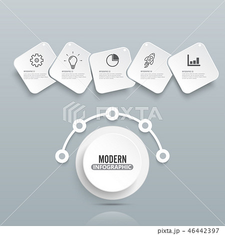 Modern infographic template with 3D paper. 46442397