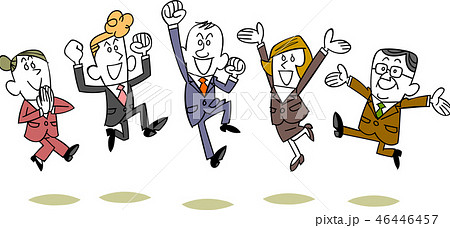 ジャンプするビジネスパーソン 一列のイラスト素材