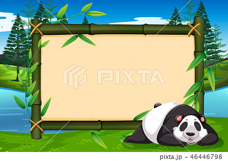 A panda on bamboo frame 46446798